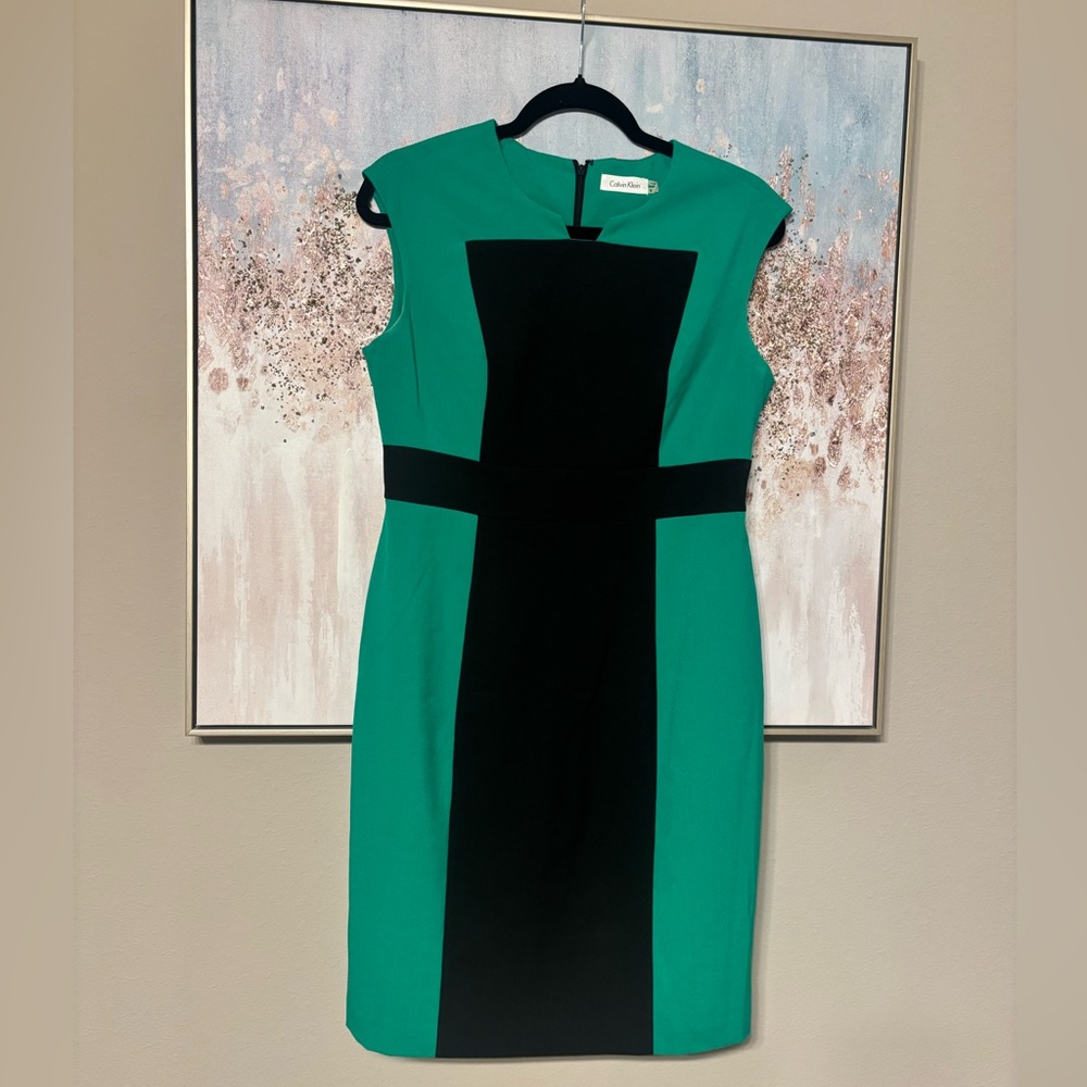 Calvin Klein Green and Black Midi Dress
